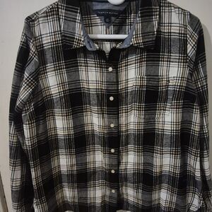 Tommy Hilfiger Black and White Plaid Shirt